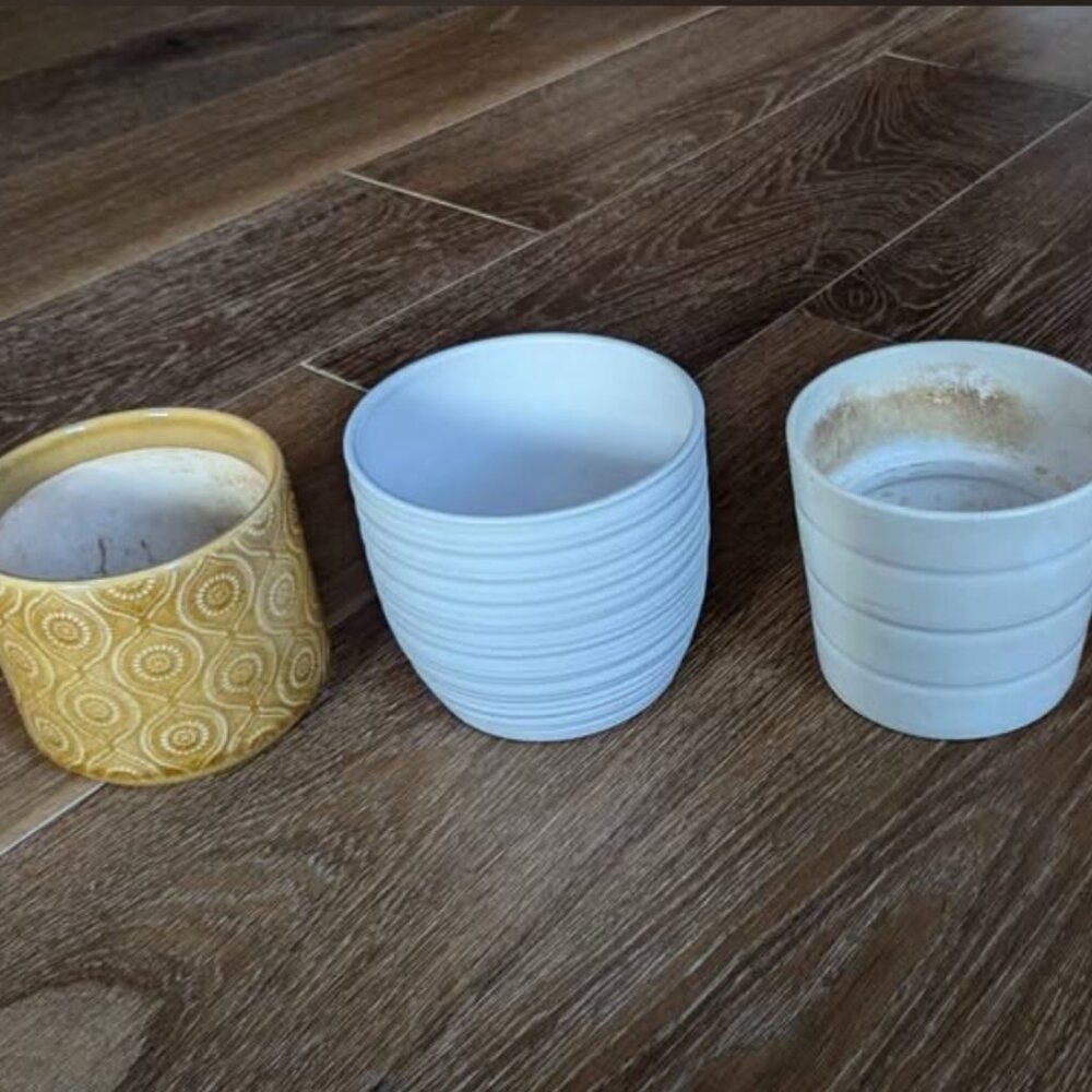 Assorted Ceramic Planters Small and Medium Geometric Textured Modern